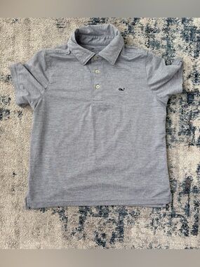 Vineyard Vines Boys' Heather Gray Polo with Whale Logo